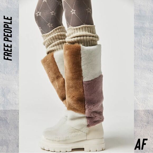 FREE PEOPLE HAPPY THOUGHTS FUR BOOTS NWT - Picture 1 of 10
